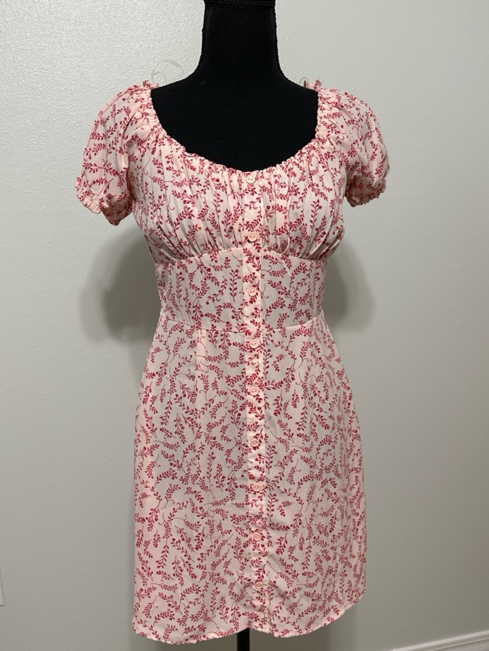 Women's Pink Floral Button-Front Dress